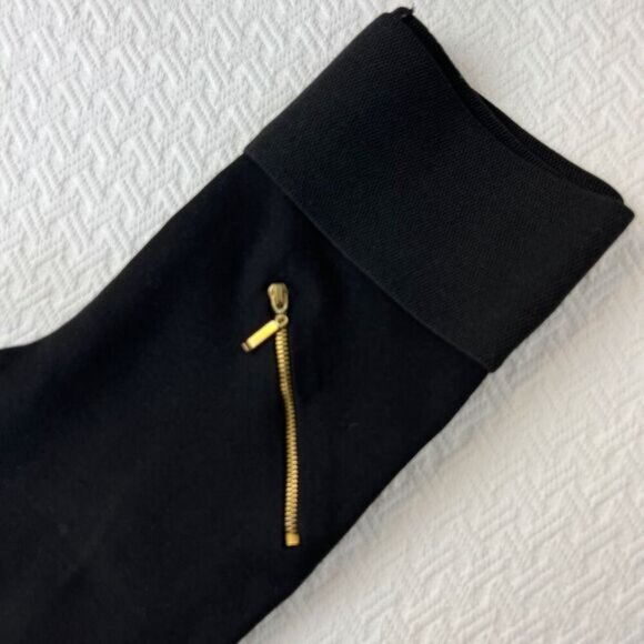 Zara Basic Women's XS Black Gold Zippers Pull On High Waist Leggings Y2K Skinny - Picture 2 of 11